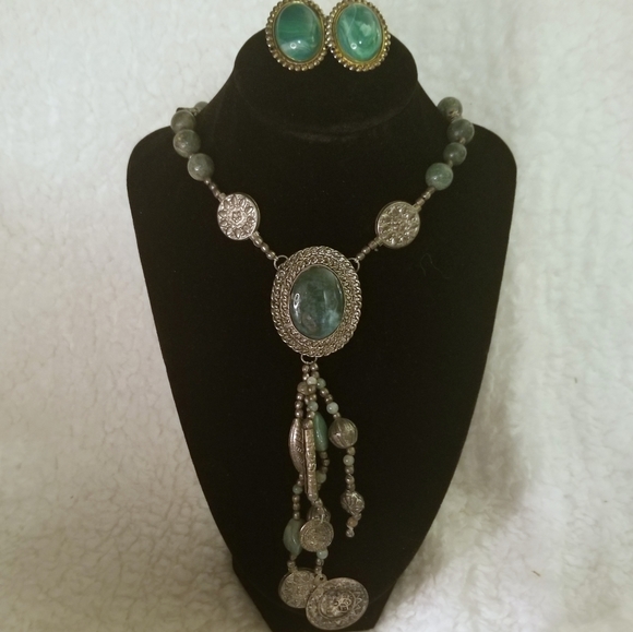 Vintage Jewelry - Boho vintage long necklace and earrings